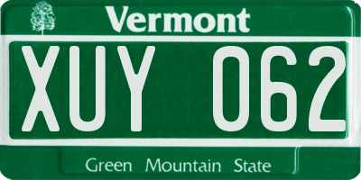VT license plate XUY062