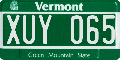 VT license plate XUY065