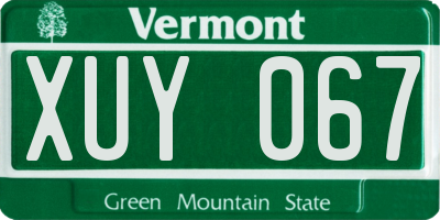 VT license plate XUY067