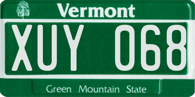 VT license plate XUY068