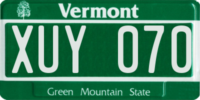 VT license plate XUY070