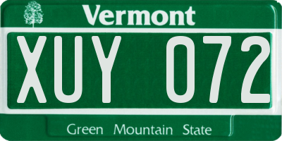 VT license plate XUY072