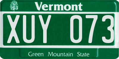 VT license plate XUY073
