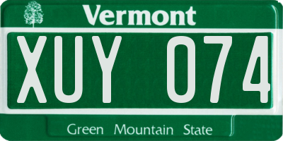 VT license plate XUY074