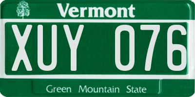 VT license plate XUY076