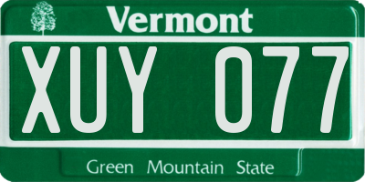 VT license plate XUY077