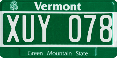 VT license plate XUY078