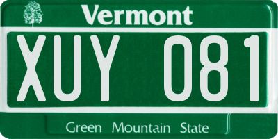 VT license plate XUY081