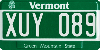 VT license plate XUY089