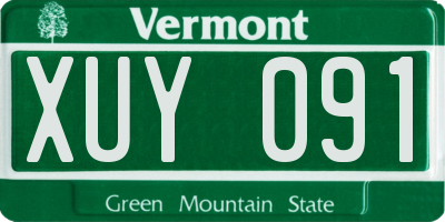 VT license plate XUY091