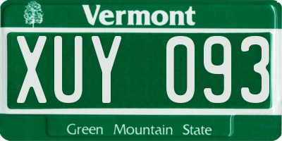 VT license plate XUY093
