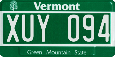 VT license plate XUY094