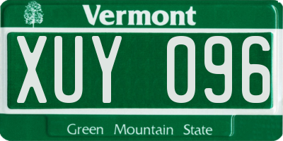VT license plate XUY096