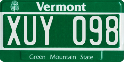 VT license plate XUY098