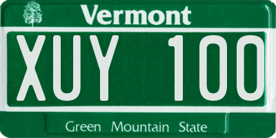 VT license plate XUY100