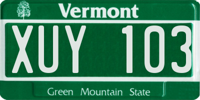 VT license plate XUY103