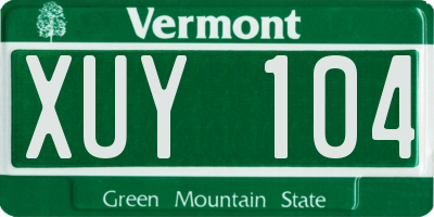 VT license plate XUY104