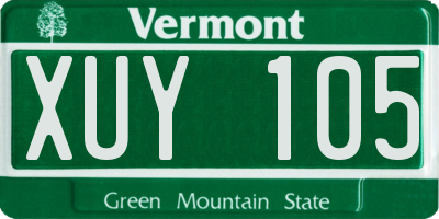 VT license plate XUY105