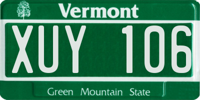 VT license plate XUY106