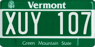 VT license plate XUY107