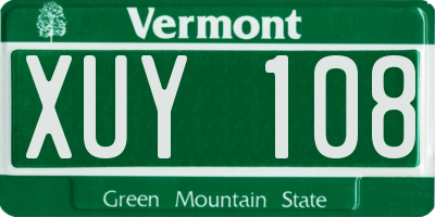 VT license plate XUY108