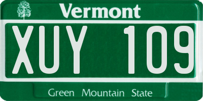 VT license plate XUY109