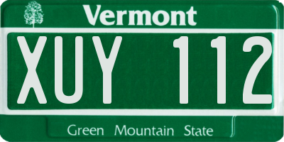 VT license plate XUY112