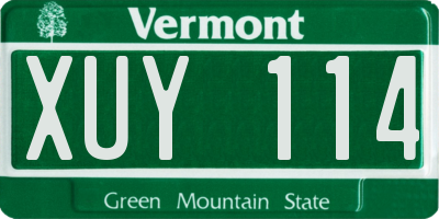 VT license plate XUY114