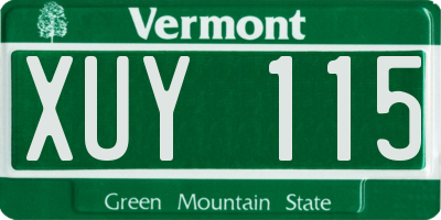 VT license plate XUY115