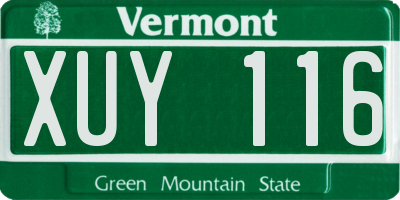 VT license plate XUY116