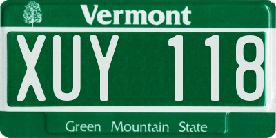VT license plate XUY118