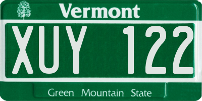 VT license plate XUY122