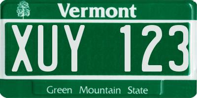 VT license plate XUY123