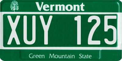 VT license plate XUY125