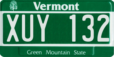 VT license plate XUY132