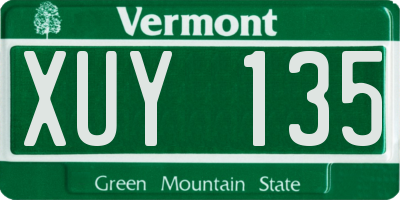 VT license plate XUY135
