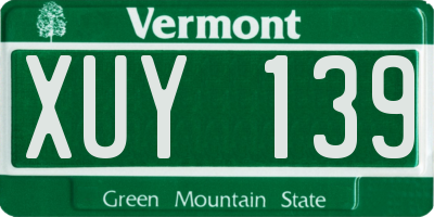 VT license plate XUY139