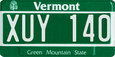 VT license plate XUY140