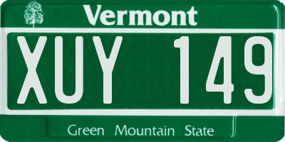 VT license plate XUY149