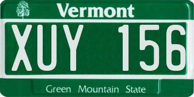 VT license plate XUY156