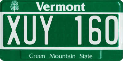 VT license plate XUY160