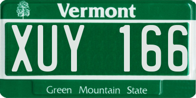 VT license plate XUY166