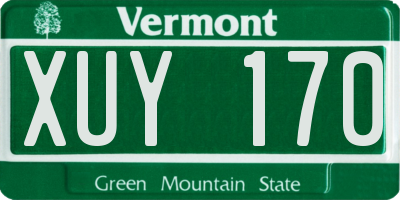 VT license plate XUY170