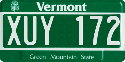 VT license plate XUY172