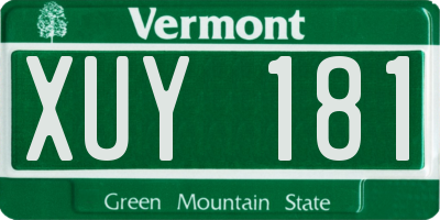 VT license plate XUY181
