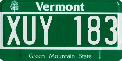 VT license plate XUY183