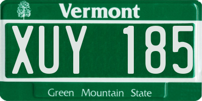 VT license plate XUY185