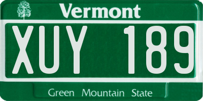 VT license plate XUY189