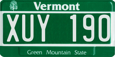 VT license plate XUY190