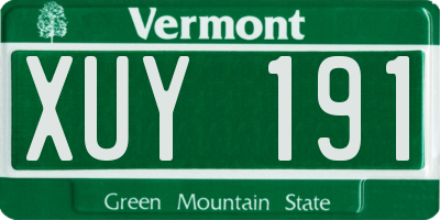 VT license plate XUY191